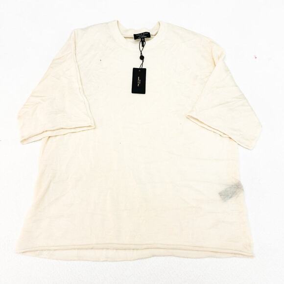 Rag & Bone Cashmere Mandee Oversize Tee Short Sleeve Cream Size M $350 NWT - Picture 2 of 7